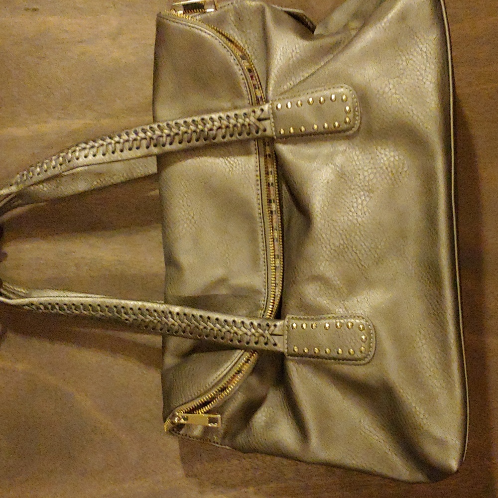 Big Buddah Bag, Pewter colored with gold trim.